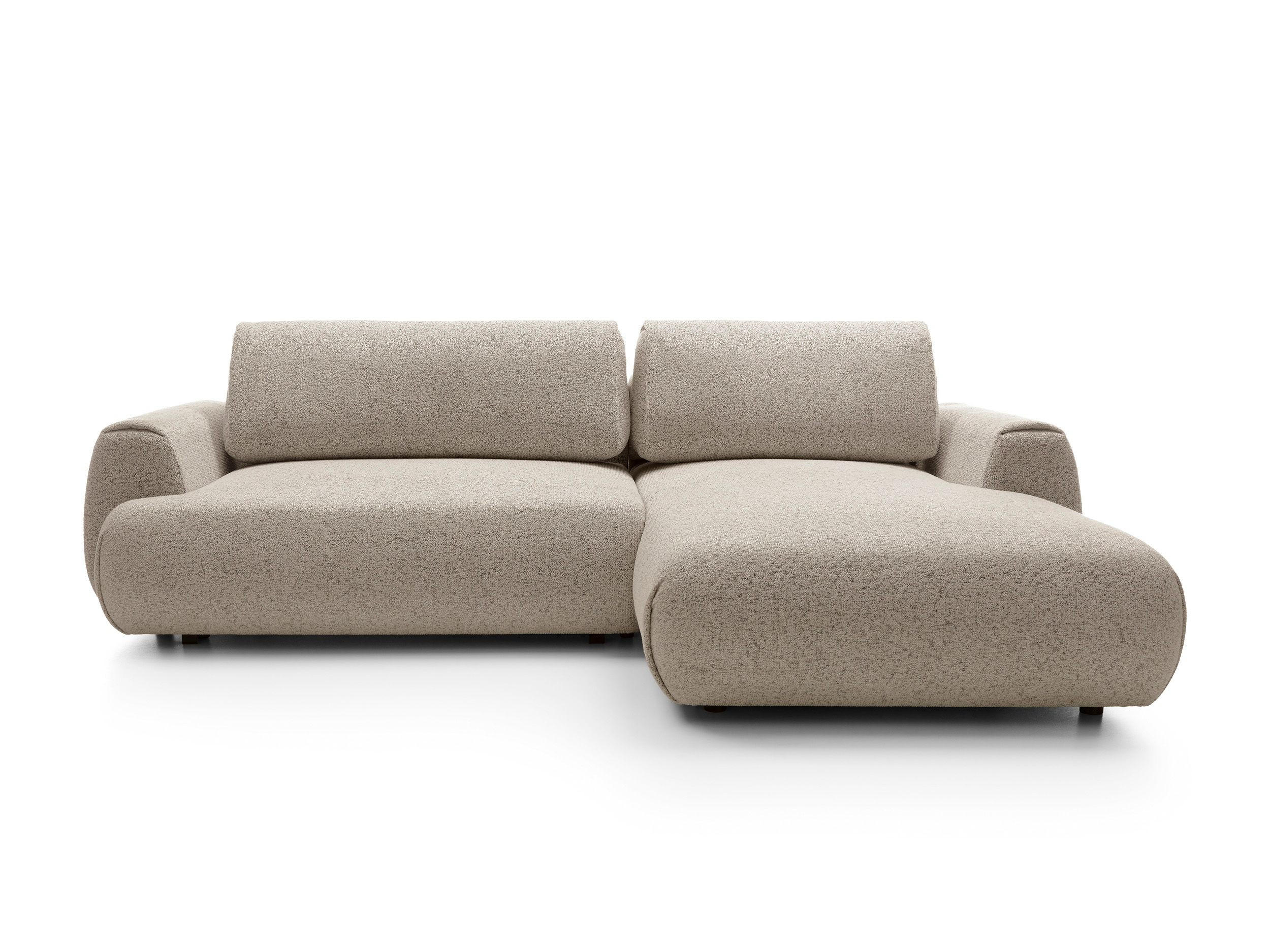 ECKSOFA ZEST Beige Geflochtener Stoff mit Schlaffunktion - Beige, Holz (270/167cm) - MASSENO
