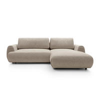ECKSOFA ZEST Beige Geflochtener Stoff mit Schlaffunktion - Beige, Holz (270/167cm) - MASSENO