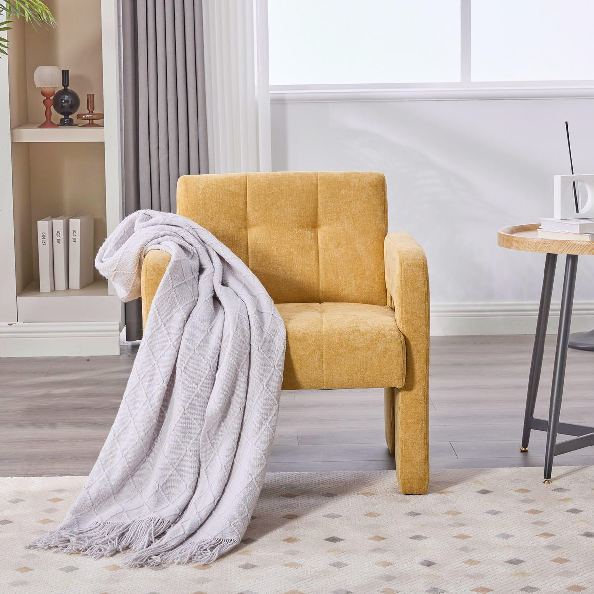 SESSEL Einzelner Sessel,dicke Polsterung,Chenille,Gelb - Gelb, Textil (67.5/74.5/69cm) - LVHOM
