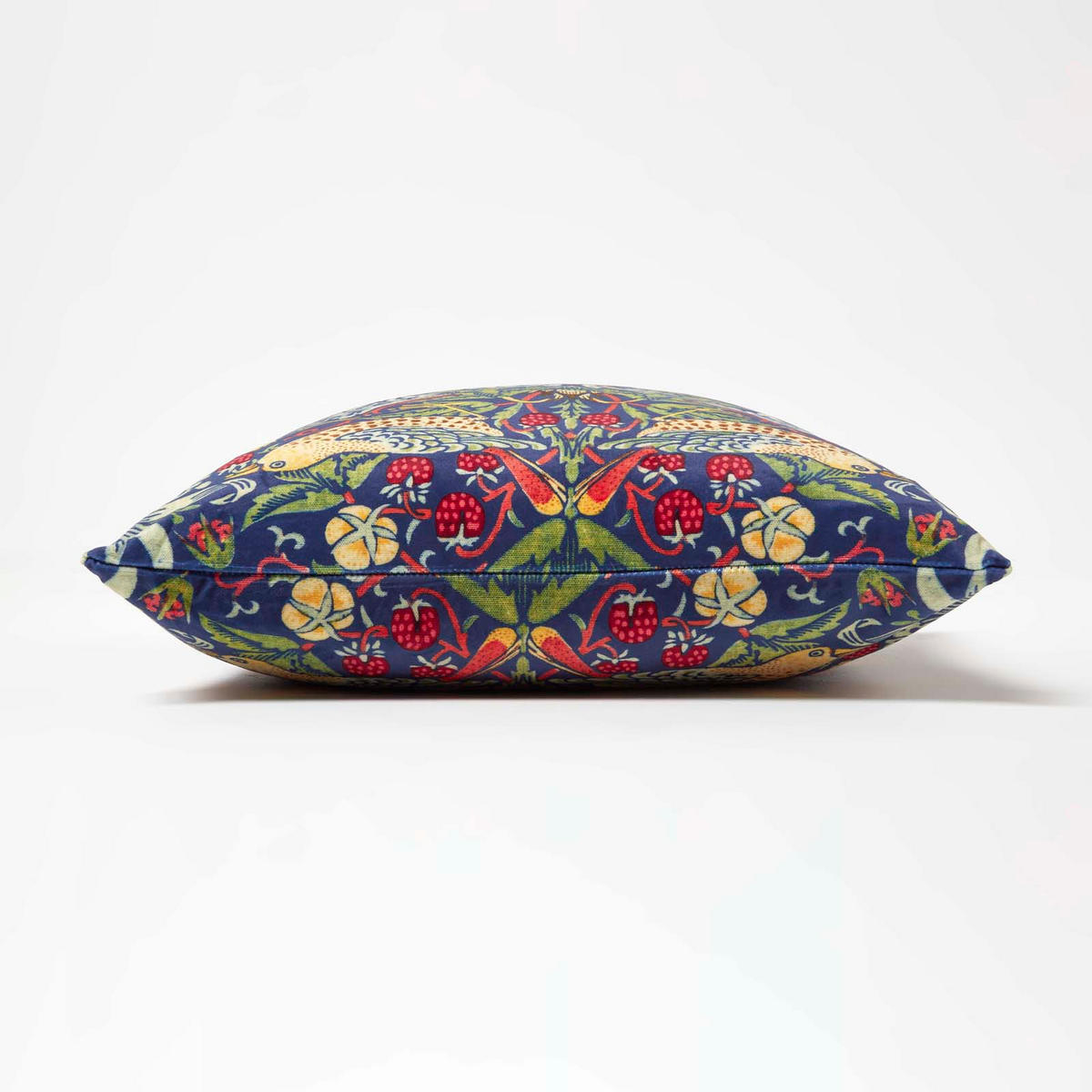 KISSENHÜLLE Strawberry Thief 45/45 cm Samt dunkelblau - Dunkelblau, Textil (45/45cm) - Homescapes