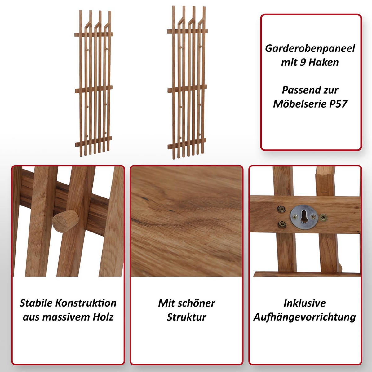ŠATNÍKOVÝ PANEL Dekor dub - dub Wotan, dřevo (40/135/11cm) - MCW