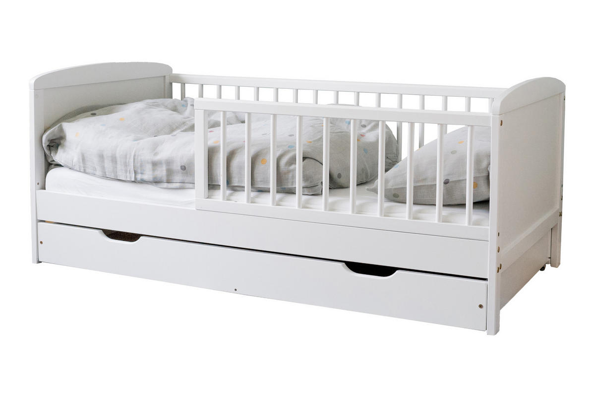 KINDERBETT 140x70 cm mit Matratze & Schublade in weiß - Weiß, Holz (70/140cm) - Kids Collective