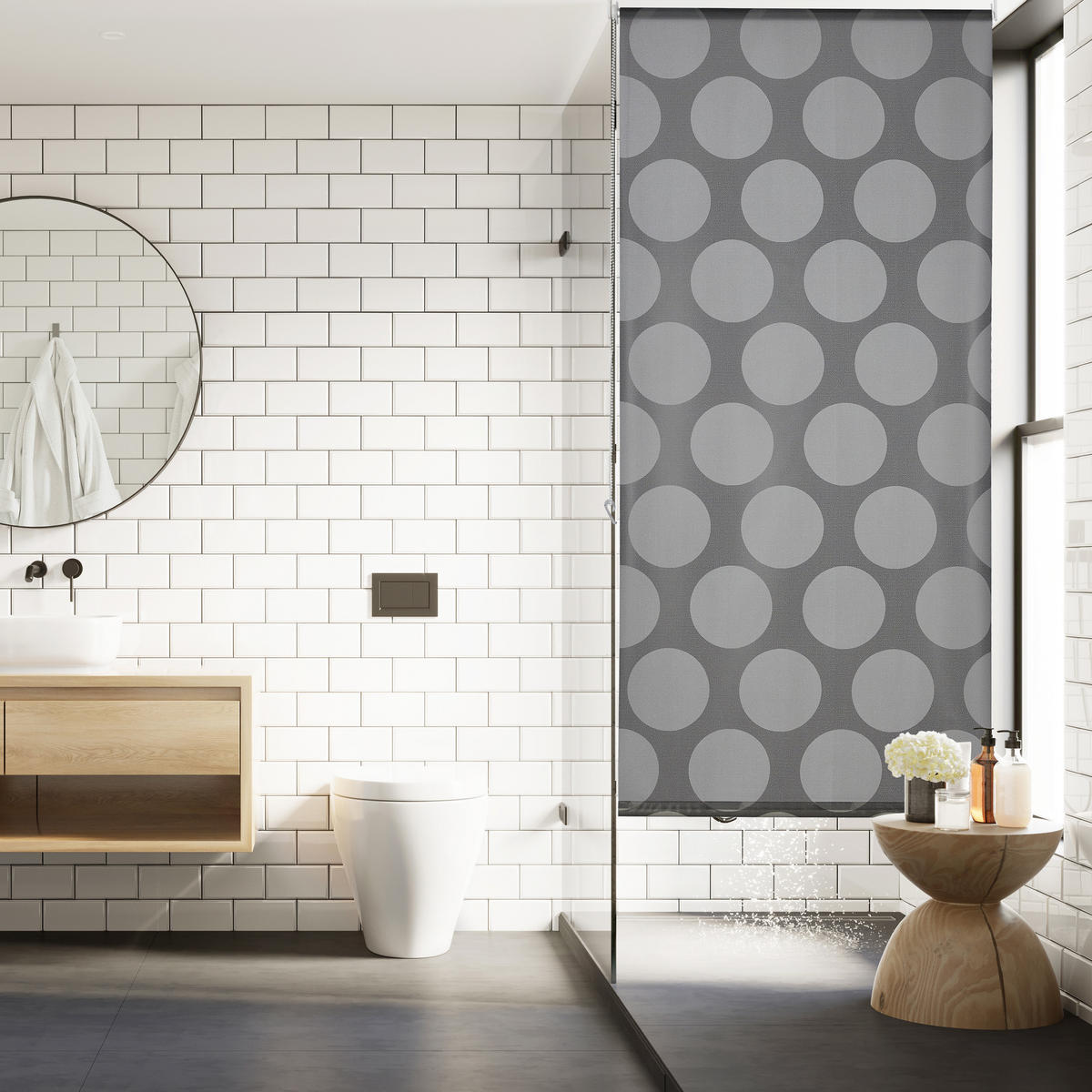 DUSCHROLLO - Grau, Kunststoff/Metall (80/4.5cm) - Relaxdays