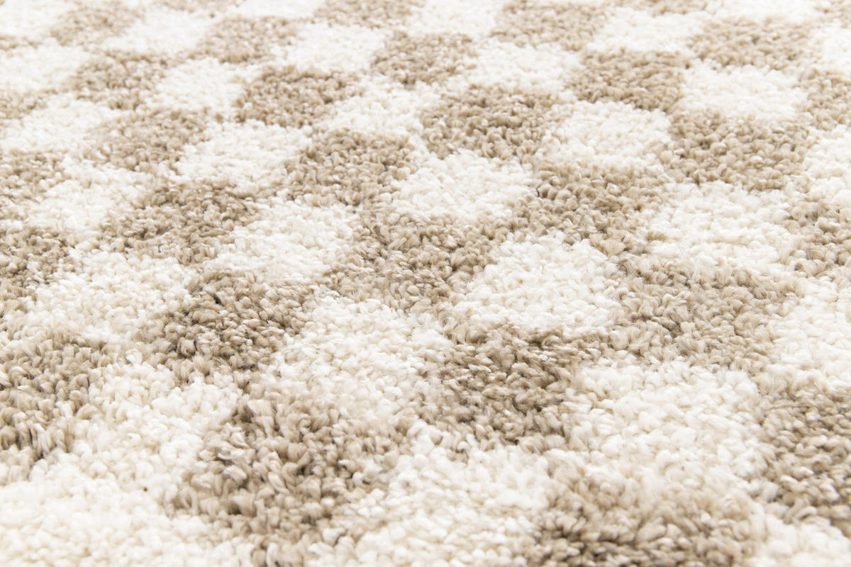 TEPPICH kariert langflorig weich voluminös beige - Beige, Textil (160/213cm) - AFK Living