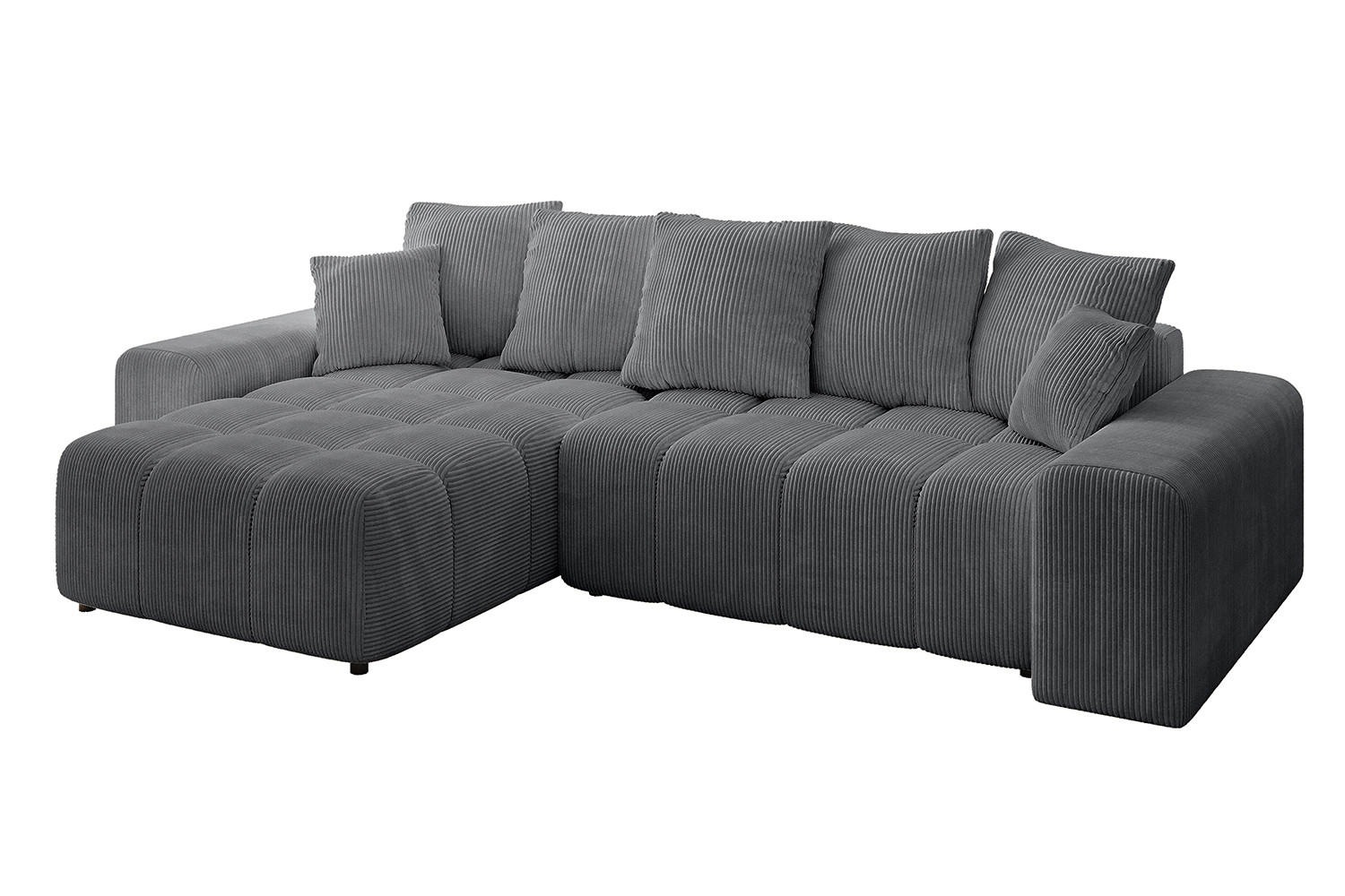 ALTDECOR ROHOVÁ SEDACÍ SOUPRAVA s otomanem vlevo ENIL-L 297x189x68 tmavě šedý manšestr