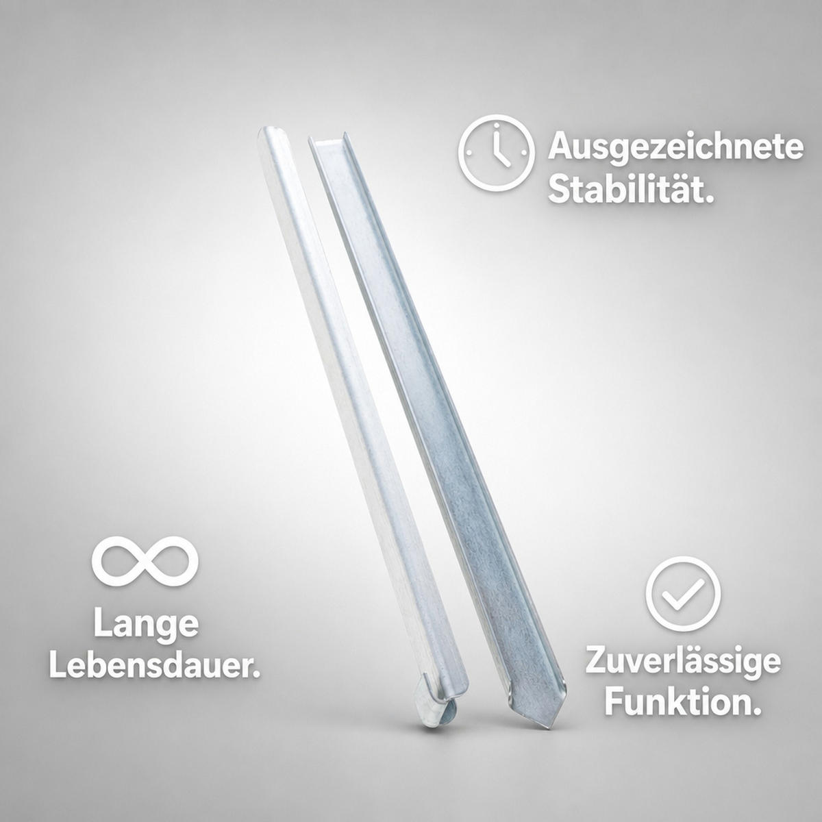 ERDANKER für schmale Rasenkanten und Rasenkantenband 40 x 2,6 0,2 cm | Bodenanker Erdnägel - Zinkfarben, Metall (40/1cm) - Green-Split