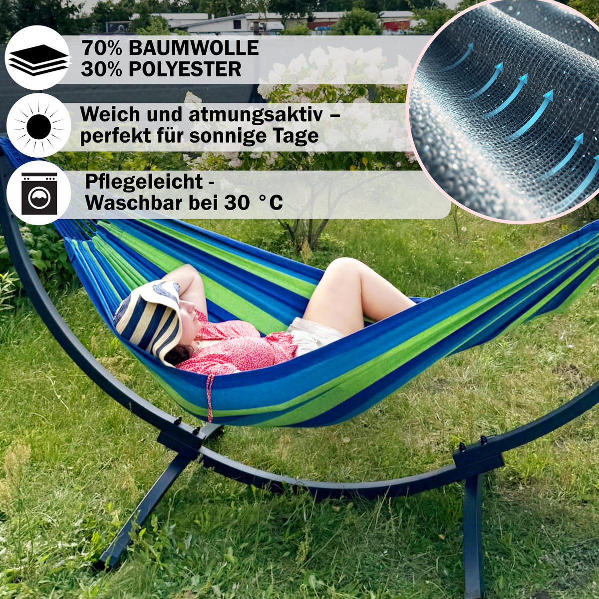 HÄNGEMATTE mit Gestell, Metall, Beige, einfache Montage - Ecru, Metall (98/110/250cm) - Potenza