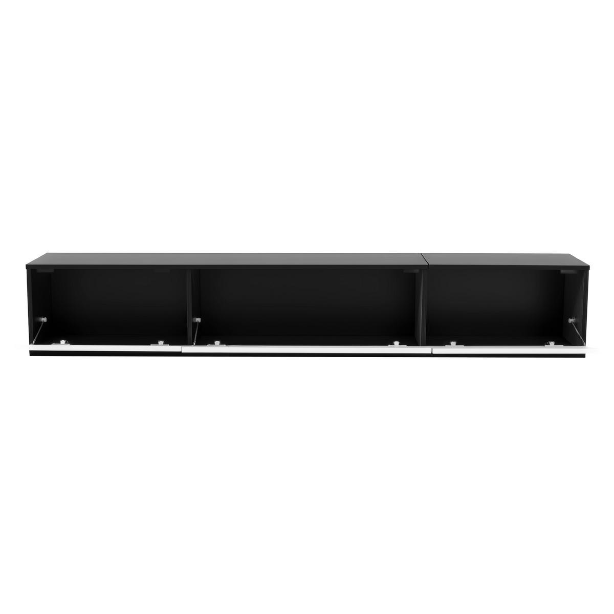 LOWBOARD DE-40248 hängend mit LED und Hochglanz Schwarz/Weiß - Schwarz/Weiß, Holzwerkstoff (180/30/35cm) - ComfortXL