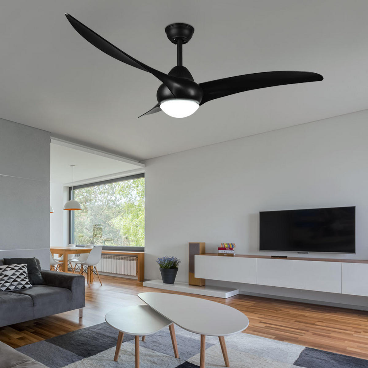 LED DECKENLEUCHTE ALESUND Kunststoff Schwarz - Schwarz, Kunststoff (115/115/47cm)