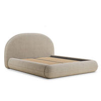 POLSTERBETT Koji Beige 140/200 cm im Chenille-Stoff - Beige/Schwarz, Holz/Holzwerkstoff (140/200cm) - Maison de Reve