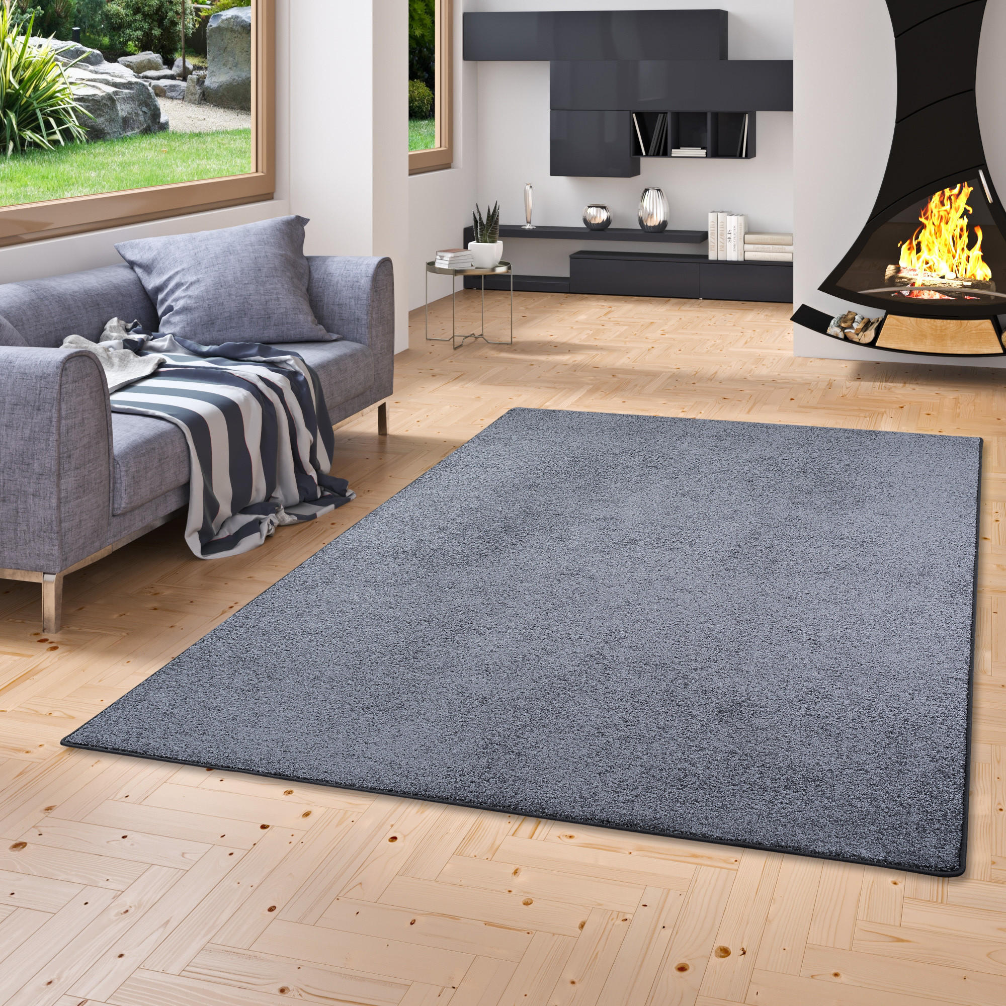 LUXUS SOFT VELOURS TEPPICH SHINE - Anthrazit, Textil (200/250cm) - Snapstyle