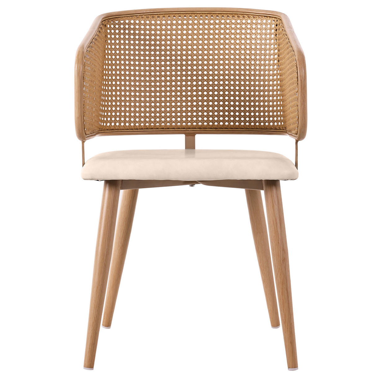 ESSZIMMERSTUHL 6er-Set mit Rattan-Rückenlehne 47 x 51 x 79 cm Beige Brown - Beige, Holz (51/79/47.2cm) - Meubliv