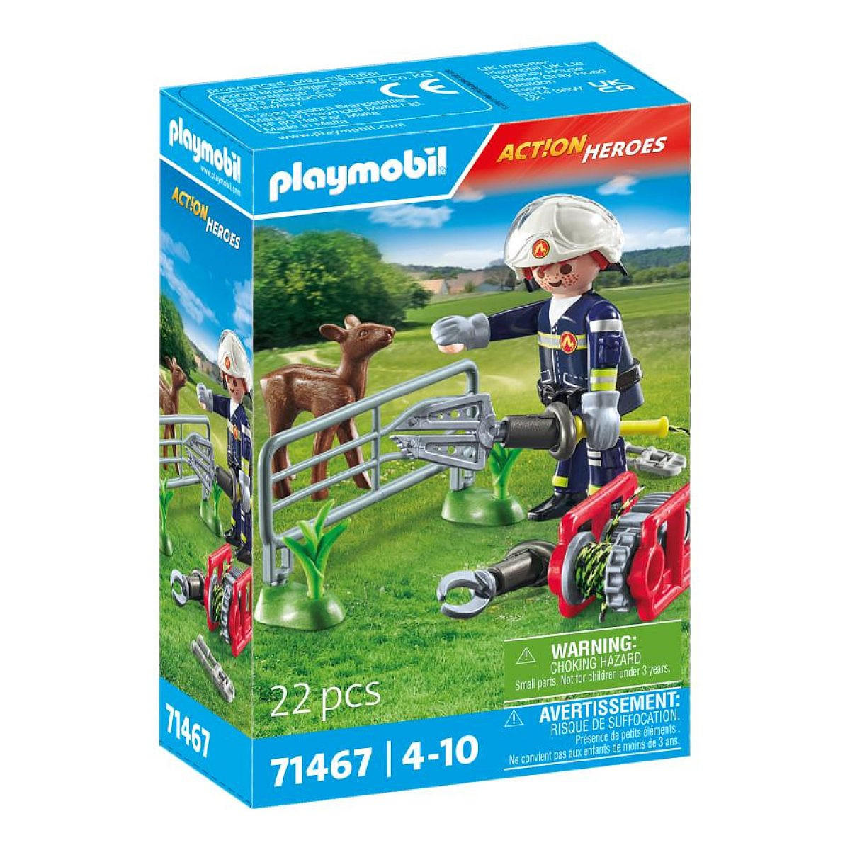 SPIELSET Feuerwehrmann mit Rehkitzrettung - Blau, Kunststoff (5/14/9cm) - Playmobil