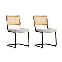 SCHWINGSTUHL DE-36881 2er-Set mit Rattan-Rückenlehne und Chenille-Sitz Elfenbein - Creme, Metall (58/86/46cm) - ComfortXL