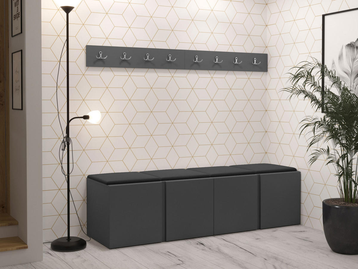 GARDEROBEN-SET Orion VII - Anthrazit/Graphitfarben, Holzwerkstoff/Kunststoff (168/42/46cm) - MIRJAN24