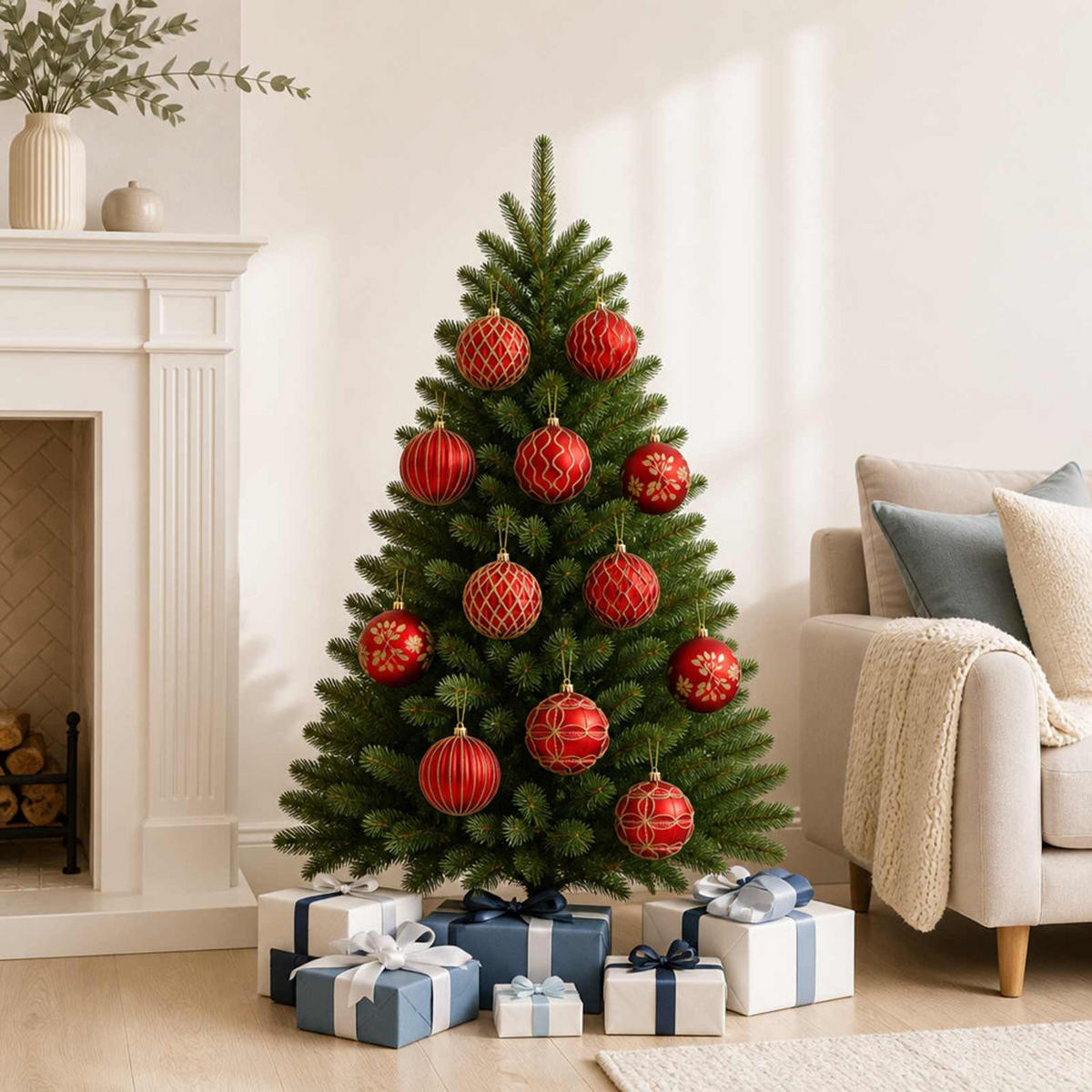 WEIHNACHTSKUGELSET XL 12 -teilig 10 cm Rot Polystyrol - Rot, Kunststoff (10/10/10cm) - vidaXL
