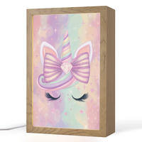 NACHTTISCHLAMPE Einhorn - Glitzer - Regenbogen - Pastell 20x30 cm - Hellrosa, Holzwerkstoff (8/20/30cm)