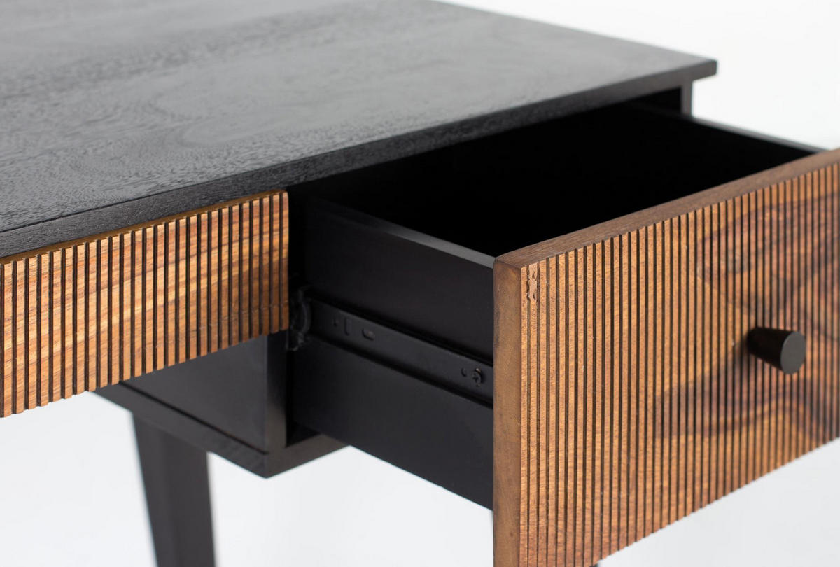 SCHREIBTISCH aus Palisanderholz mit braunen Metallbeinen - Schwarz, Holz (132/50/76cm) - Giner y Colomer