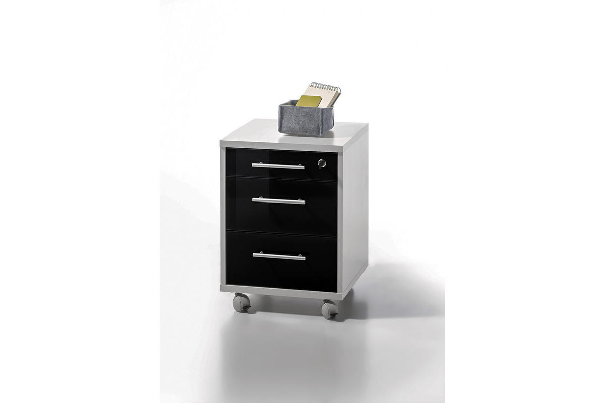 BÜROMÖBEL Office Line Lux in Platingrau mit lackierten Fronten in Graphit 9 teilig - Grau, Holzwerkstoff (120/80/200cm)