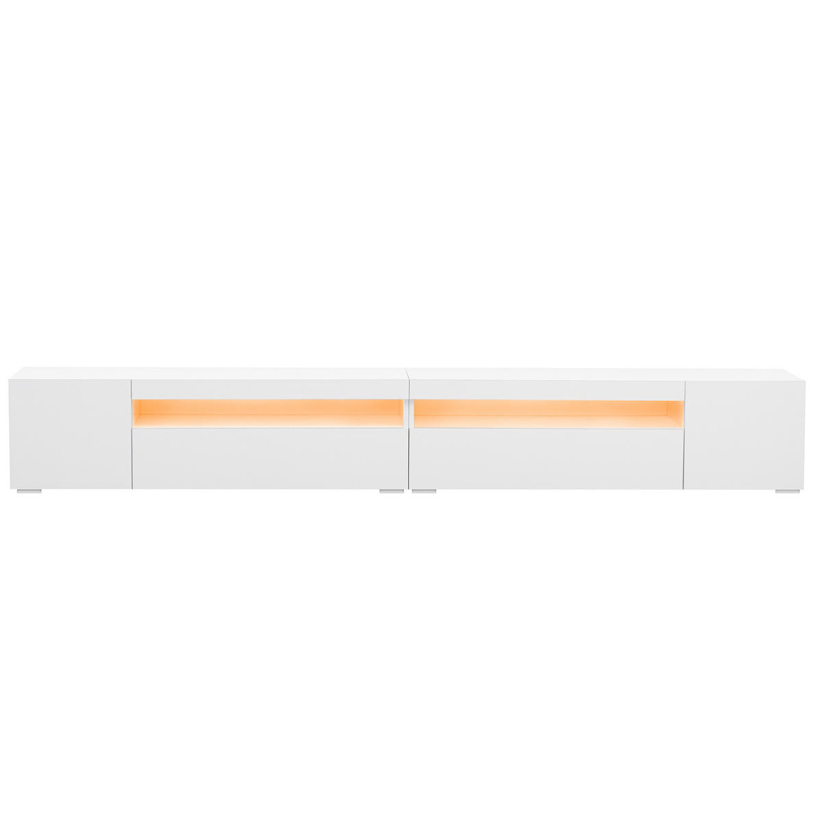 TV-SCHRANK aus MDF 240x38,5x35,5 cm Weiß mit variabler LED-Beleuchtung und symmetrischem Design - Weiß, Holzwerkstoff (240/35.5/38.5cm) - Modfu