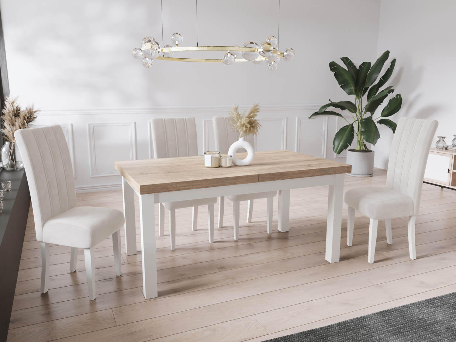 ESSTISCH Avena rechteckig ausziehbar, Sonoma Eiche 200/100/78 - Weiß/Sonoma Eiche, Holz/Holzwerkstoff (200/100/78cm) - WFL GROUP