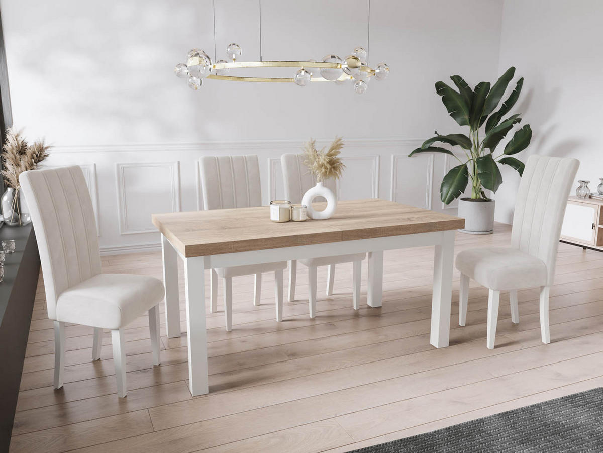 ESSTISCH Avena rechteckig ausziehbar, Sonoma Eiche 200/100/78 - Weiß/Sonoma Eiche, Holz/Holzwerkstoff (200/100/78cm) - WFL GROUP