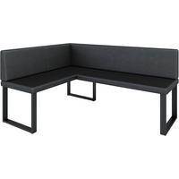 ECKBANK Alina - Kunstleder - 128 x 168 cm - Rechts- Schwarz - Schwarz, Leder/Metall (128/168cm) - AN-Moebel 4u