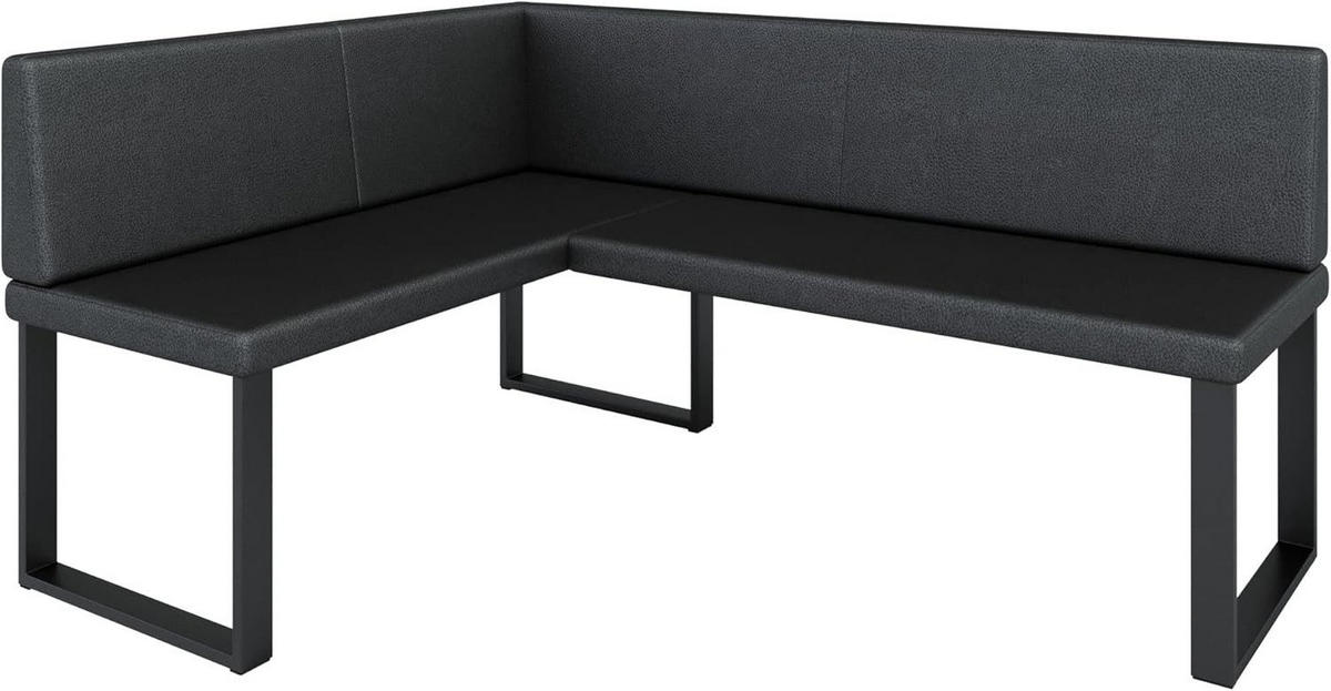 ECKBANK Alina - Kunstleder - 128 x 168 cm - Rechts- Schwarz - Schwarz, Leder/Metall (128/168cm) - AN-Moebel 4u