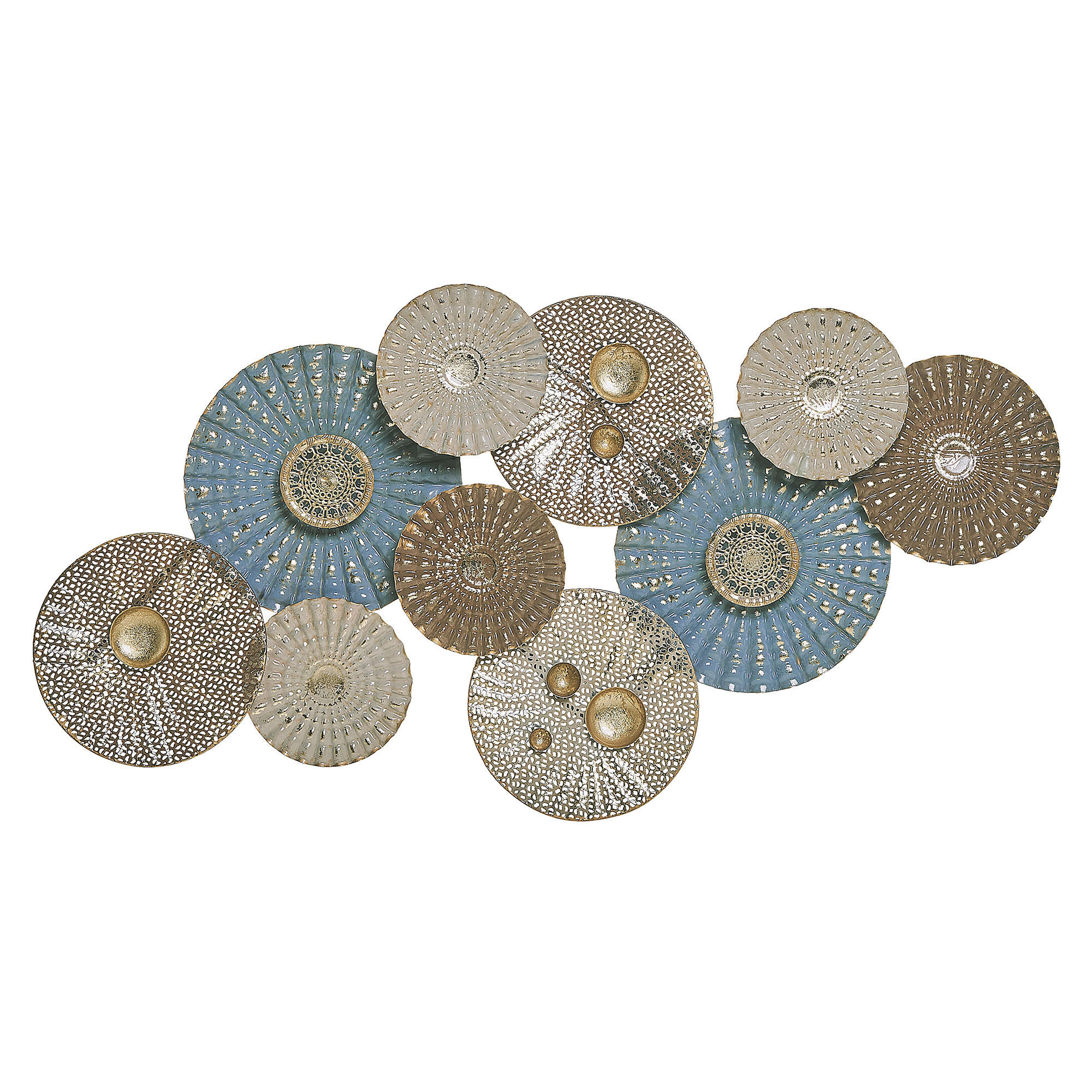 WANDDEKORATION Metall blau/beige Hassium - Blau, Metall (90/48/6cm) - Beliani