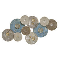 WANDDEKORATION Metall blau/beige Hassium - Blau, Metall (90/48/6cm) - Beliani