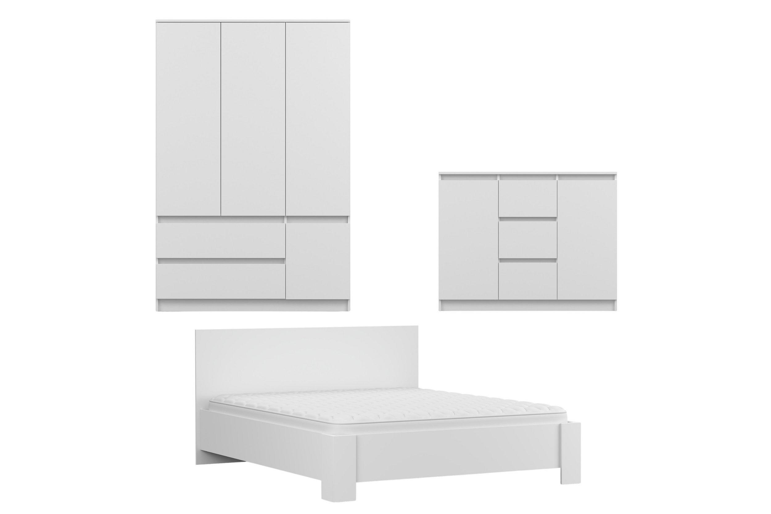 JUGENDZIMMER-SET SIMO G 3-teilig in Weiß - Weiß, Holzwerkstoff (409/180/207cm) - Deine Möbel 24