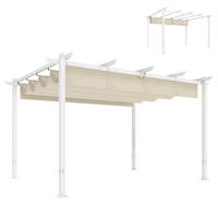 PERGOLA 3 x 4 m Terrassenüberdachung mit Schiebedach, magnetische Verschlüsse, UV30+ Beige - Beige, Metall (390/227/297cm)