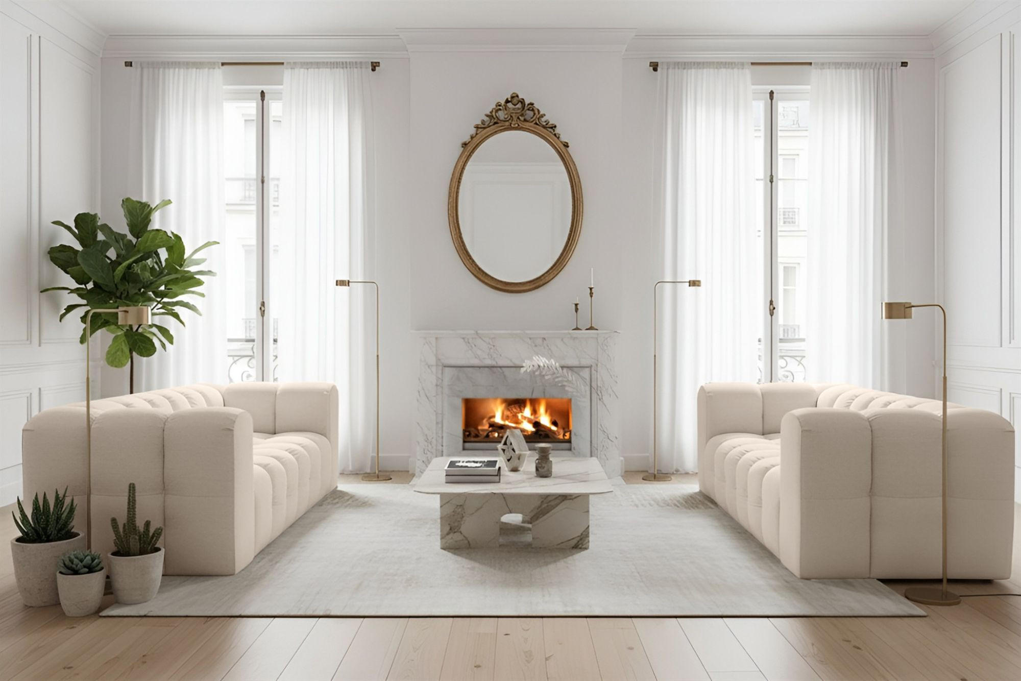 SOFASET Solvie 4-4 In Tiffani - Beige, Holzwerkstoff/Textil (250/75/106cm) - Fun Möbel