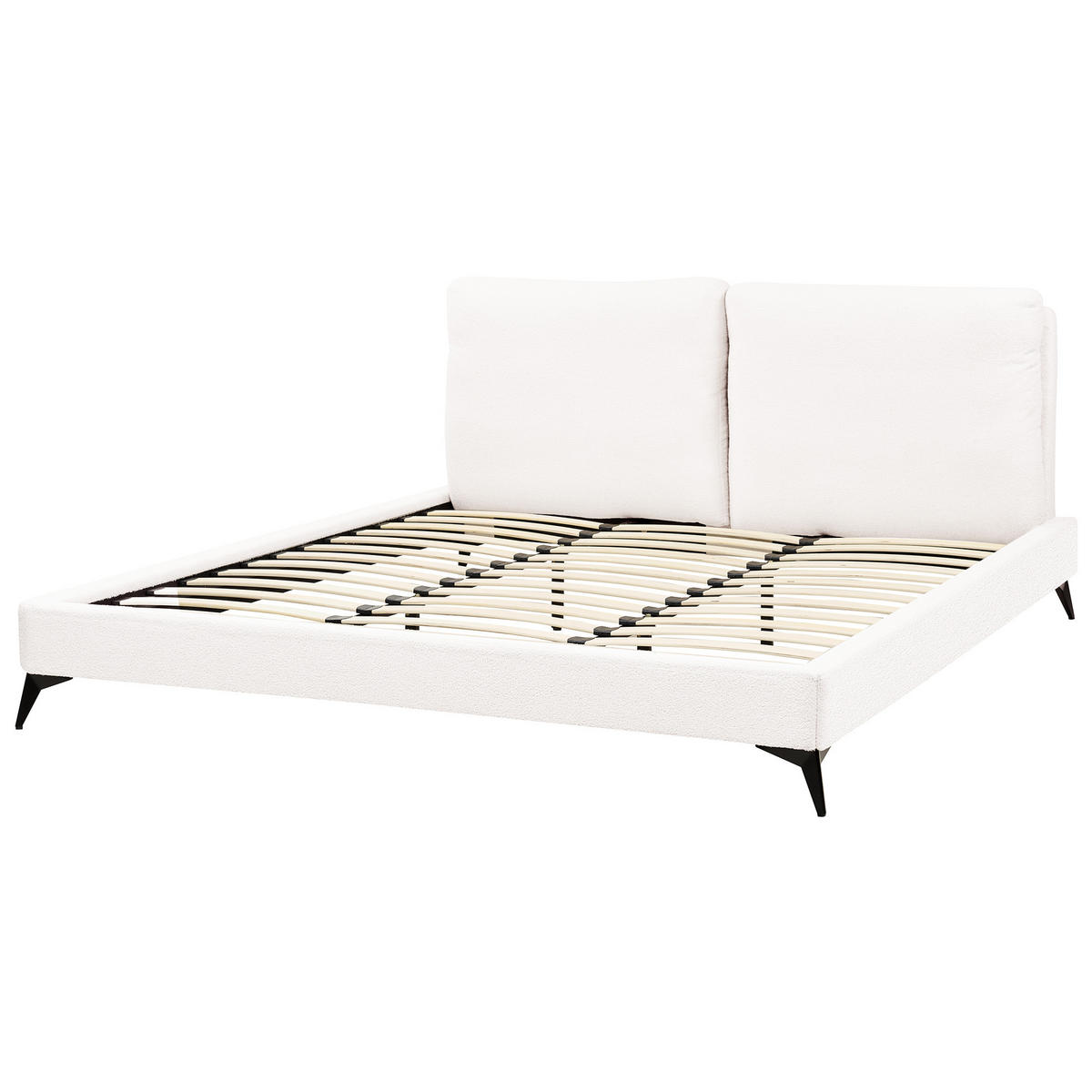 POLSTERBETT mit Lattenrost 180x200 cm Weiß Melle - Creme, Textil (180/200cm) - Beliani