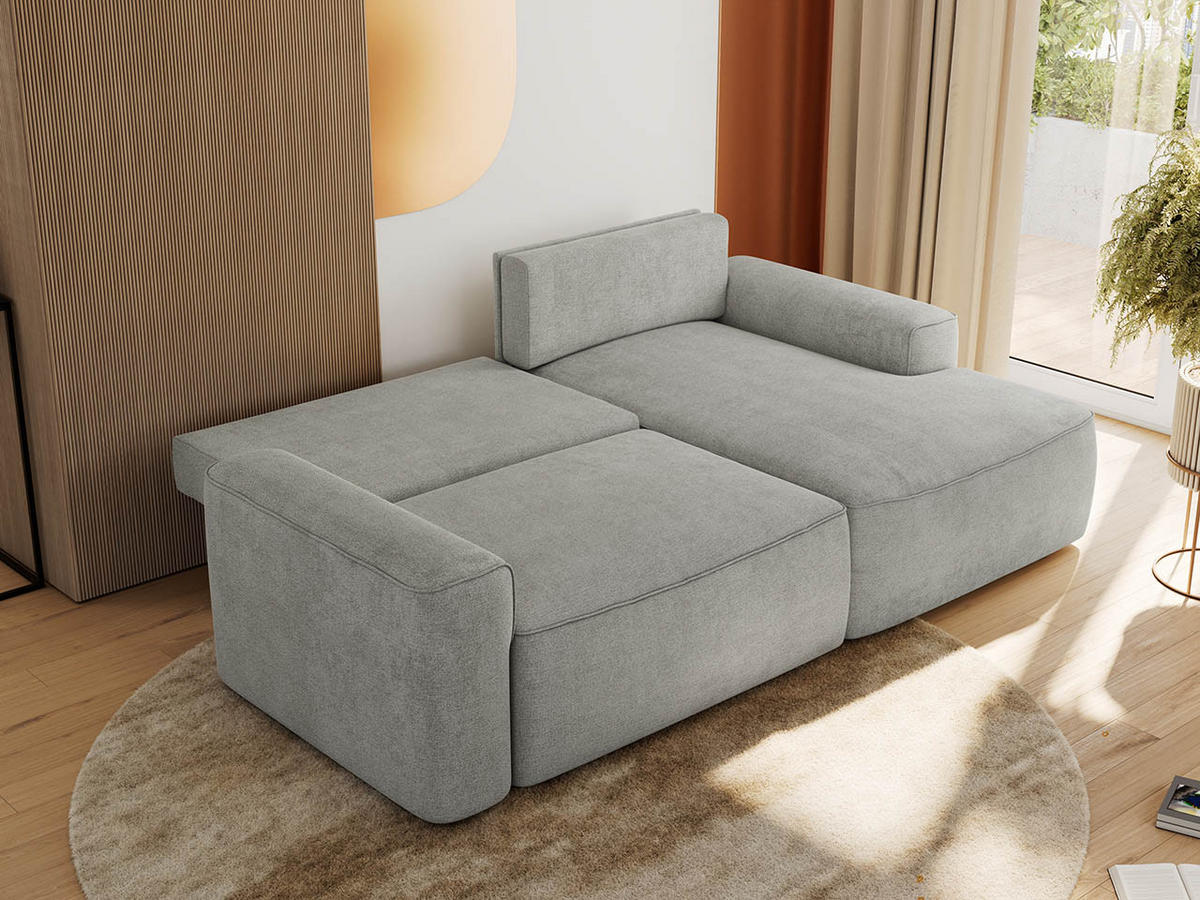 ECKSOFA BELLUNO L Hellgrau Strukture - Rechts - Hellgrau/Schwarz, Textil (233/144cm) - MKS