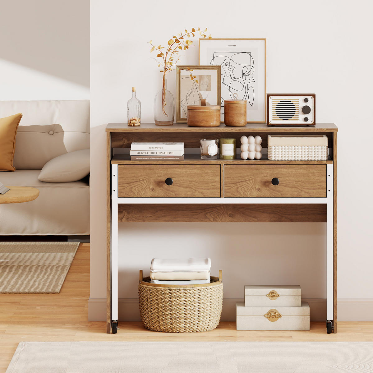 COMPUTERTISCH Natur - Naturfarben, Holzwerkstoff (63/100/88cm) - COSTWAY