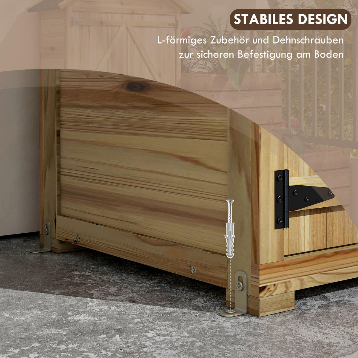GARTENSCHRANK, 0,43m² Holz-Geräteschuppen, Gartenhaus mit Asphaltdach, Natur - Naturfarben, Holz (54/177/102cm) - Outsunny