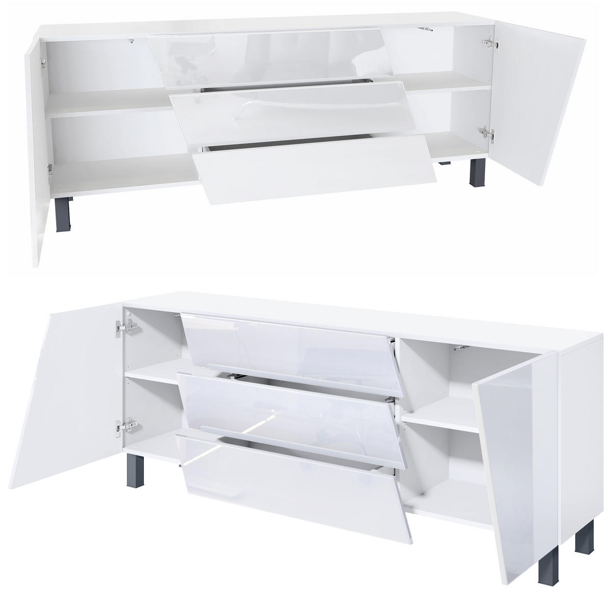 SIDEBOARD Houston Weiß Hochglanz - Weiß Hochglanz, Holzwerkstoff (178/69.5/38.5cm) - Vladon