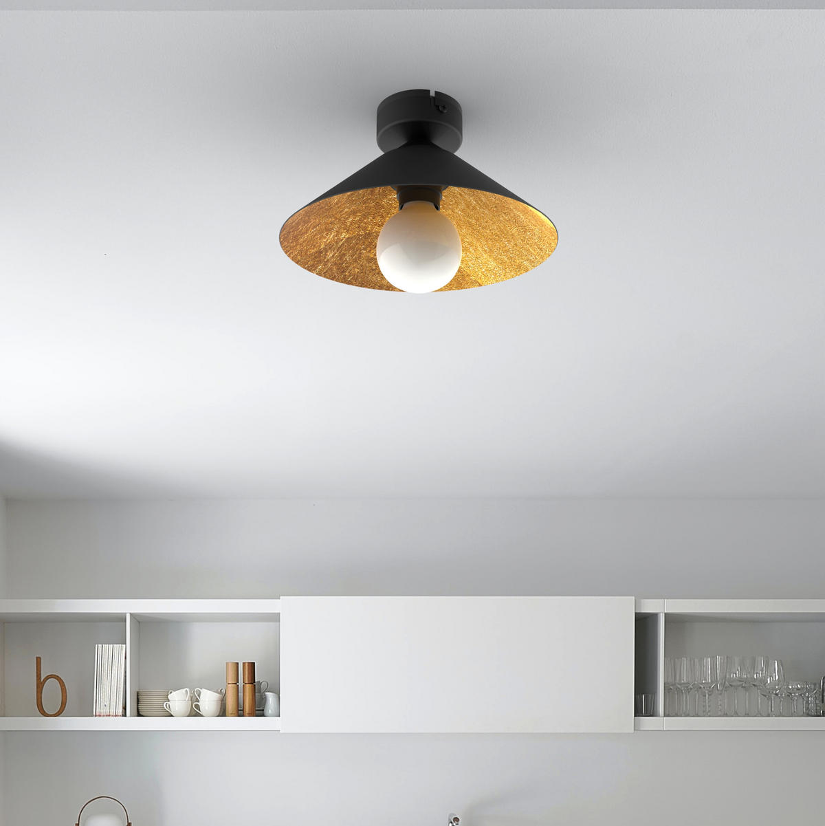 DECKENLEUCHTE - Goldfarben, Metall (25/25/15cm) - Lumicom