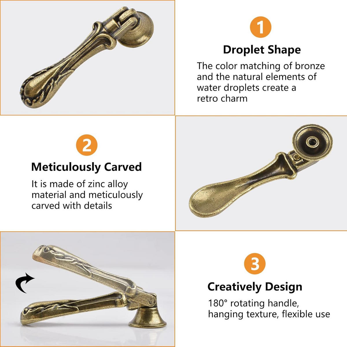 SCHRANKKNOPF Bronze Grün 4er-Set - Orange, Metall (0.17/2/0.71cm)