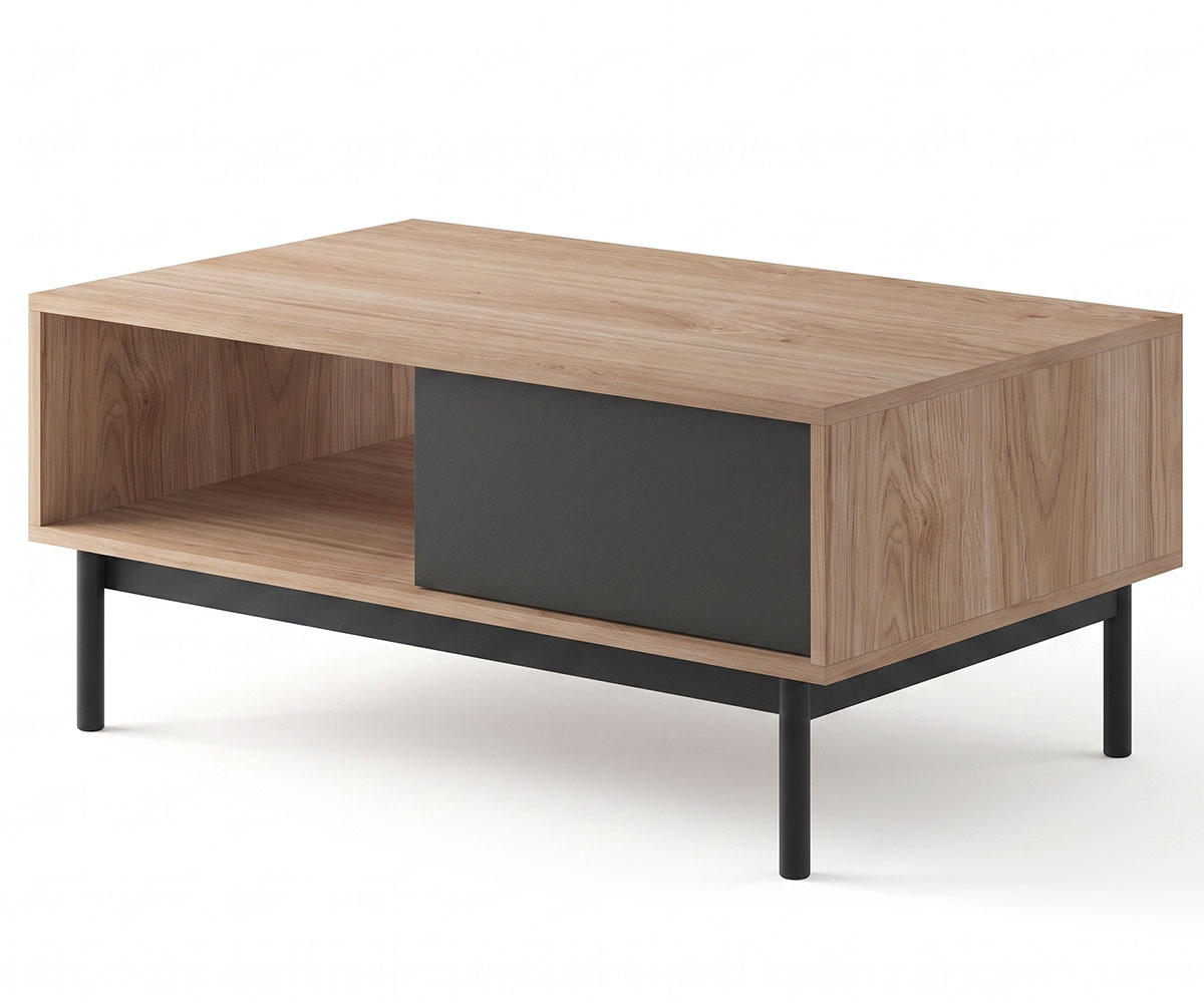 Feldmann-Wohnen Couchtisch Braun, Schwarz 104x47x68 cm