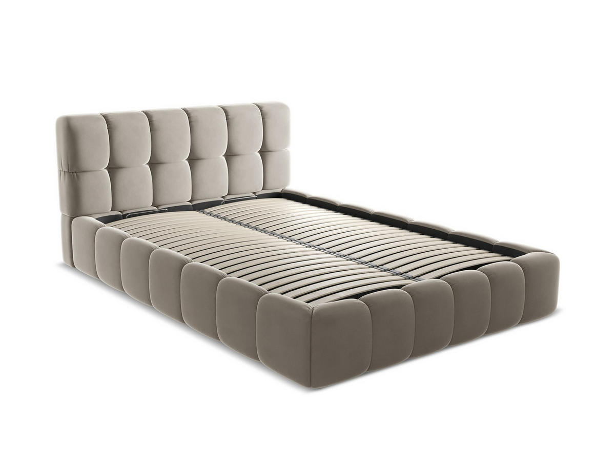 POLSTERBETT mit Bettkasten und Lattenrost 160x228 Grau - Taupe/Schwarz, Kunststoff/Textil (140/200cm) - Makamii
