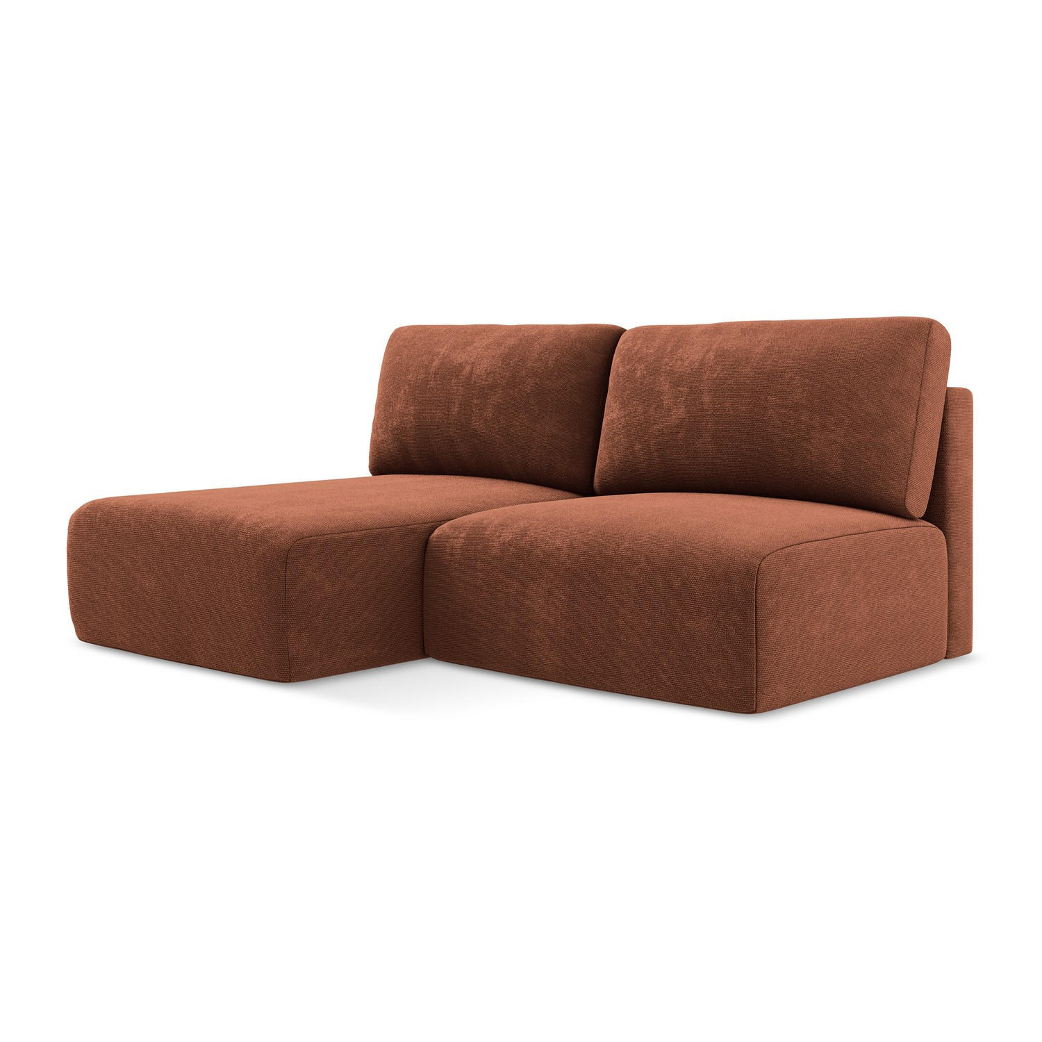 ECKSOFA mit Schlaffunktion links Chenille Stoff Orange - Terracotta/Schwarz, Kunststoff/Textil (149/210cm) - LaMiaSofa