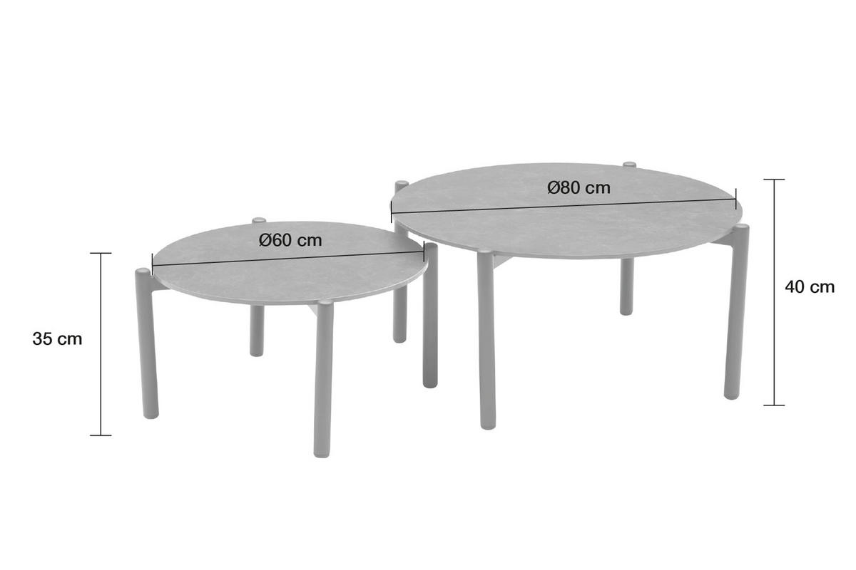 LOUNGETISCH 2er Set Malte Ø60cm-Ø80cm, Stein, Anthrazit - Anthrazit, Stein (60/60/35cm) - dasmöbelwerk