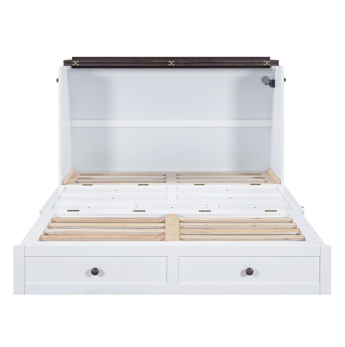 BETT mit Kopfteil 140/200 cm in Weiß – mit Stauraum und USB-Anschluss - Weiß, Holz (140/200cm) - BEAOK