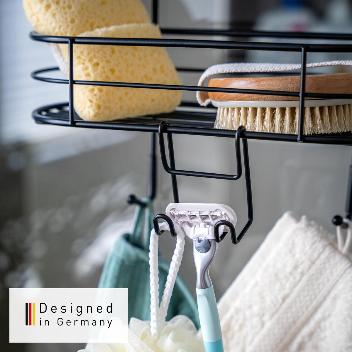 DUSCHREGAL, schwarz, Stahl - Schwarz, Metall (28.5/75.5/18cm) - bremermann