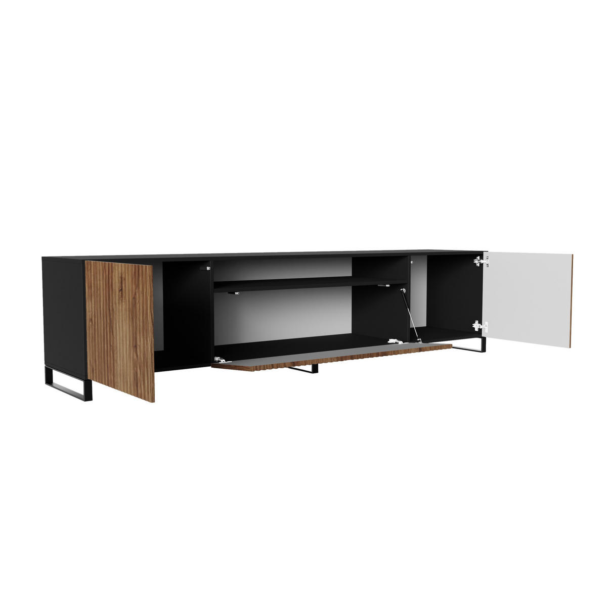 LOWBOARD VAREN 200/41/40 cm, Stand-TV-Schrank Schwarz / Eichefarben - Eichefarben/Schwarz, Holzwerkstoff (200/41/40cm) - MASSENO