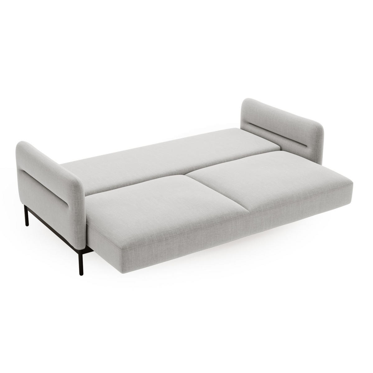 3-SITZER-SOFA Solianero Hellgrau 223 cm - Hellgrau/Schwarz, Textil/Metall (223/95/96cm) - Selsey