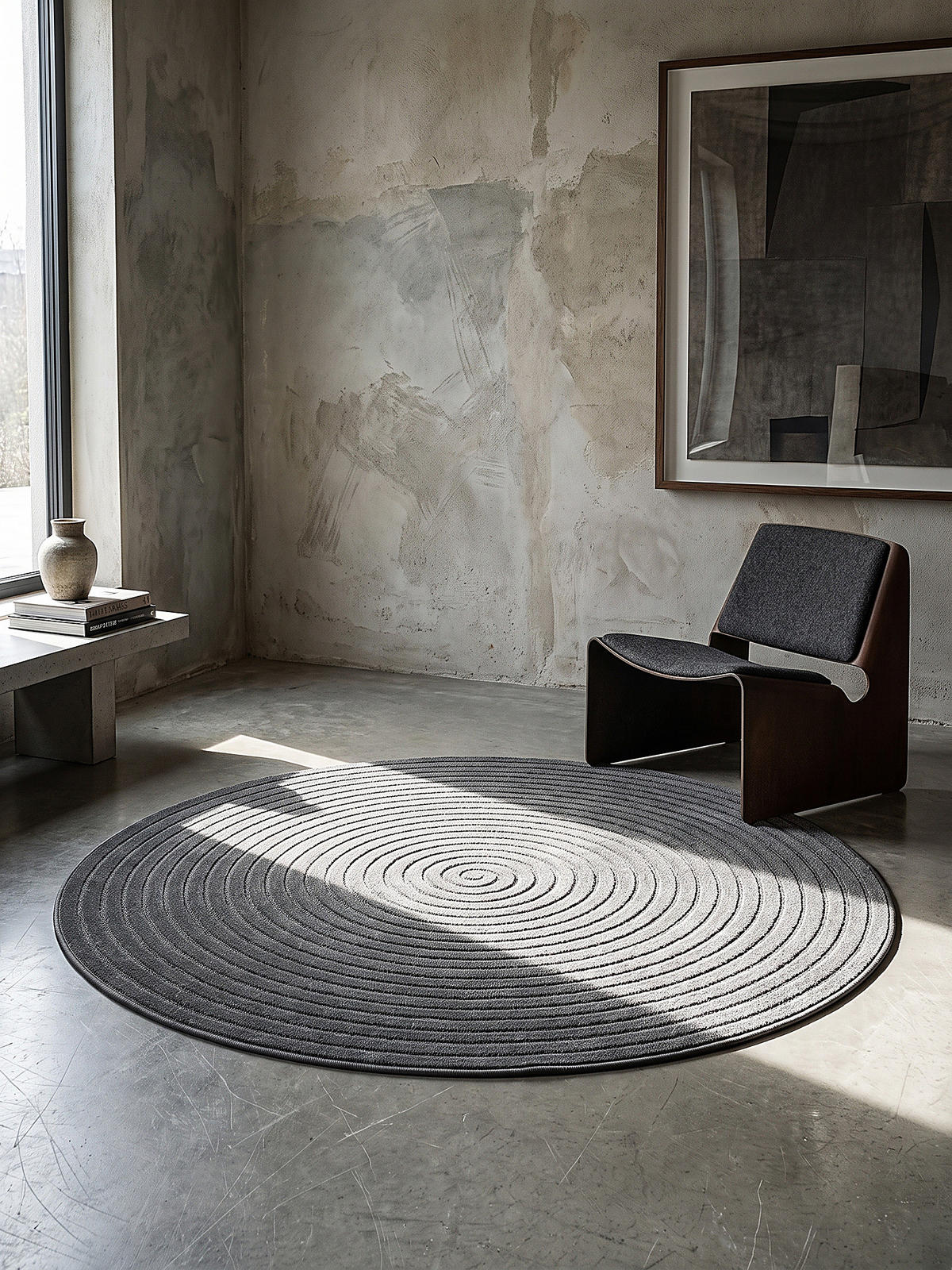 TEPPICH Outdoor Abstrakt MEZEN Polypropylen Anthrazit 120 x 120 cm - Anthrazit, Textil (120/120cm) - KADIMA DESIGN