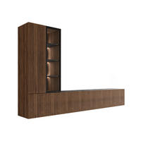 WOHNWAND Tiwori - Nussbaumfarben/Schwarz, Holzwerkstoff/Kunststoff (260/157/41cm) - MIRJAN24